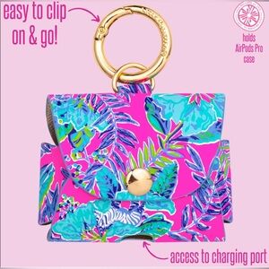 Lilly Pulitzer Pink and Blue airpods Pouch